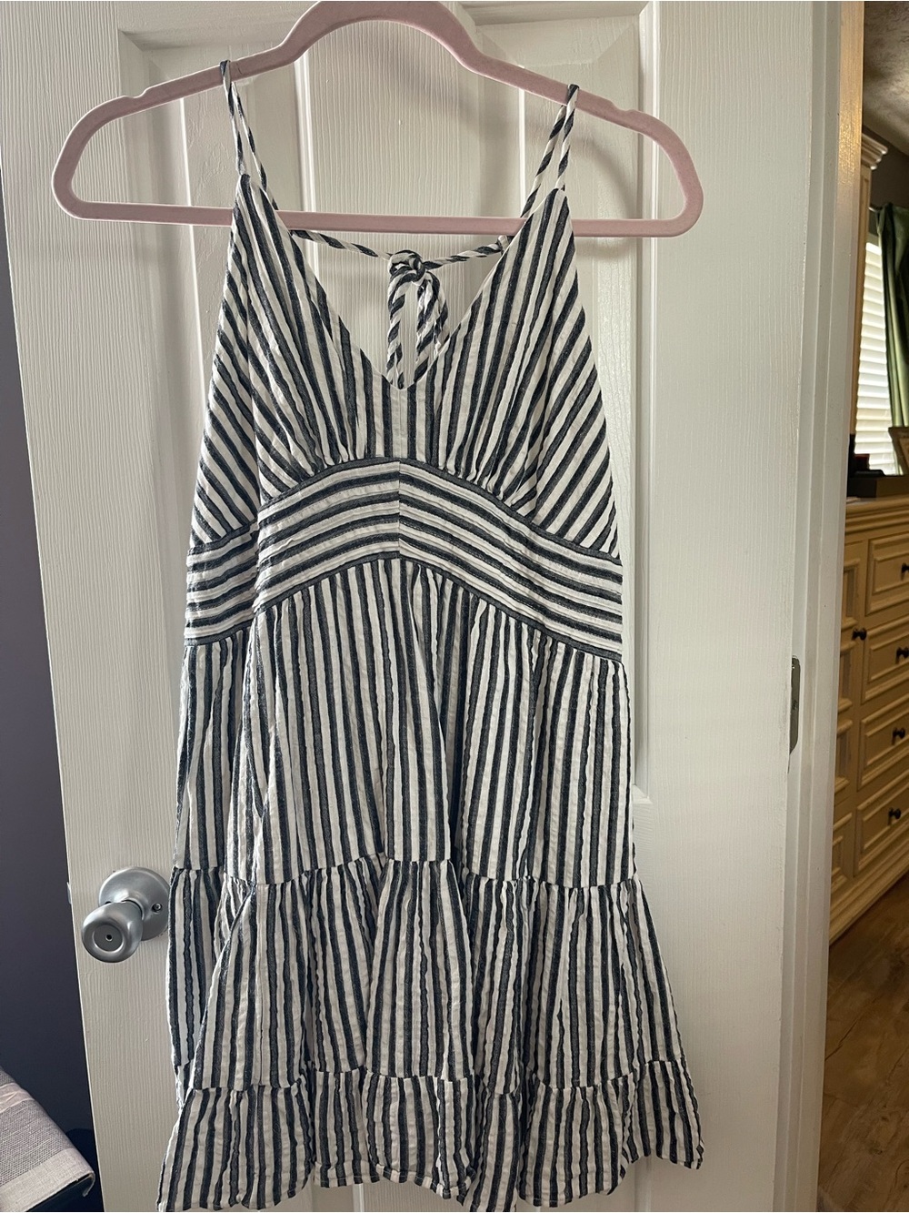 American Eagle Outfitters Black and White Striped Sundress